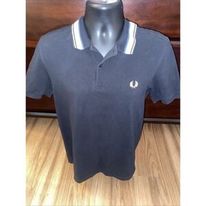 Fred Perry Short Sleeve Black Polo Shirt Mens Size Large